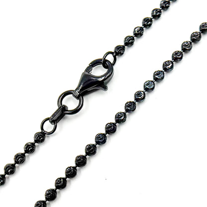 Black Rhodium Sterling Silver Bead Necklace