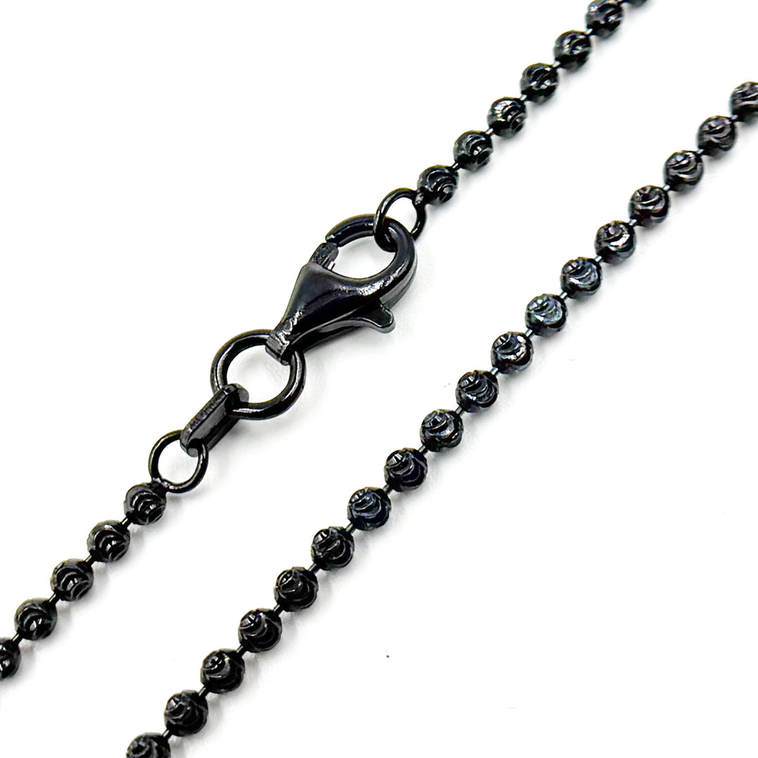 Black Rhodium Sterling Silver Bead Necklace