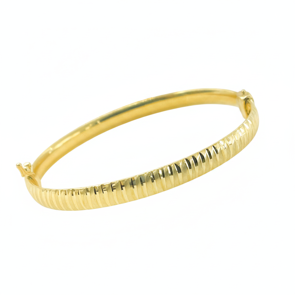 Bangle20. 14K Solid Gold Matte Textured Bangle