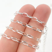 Sterling Silver Diamond Cut Oval Link Chain
