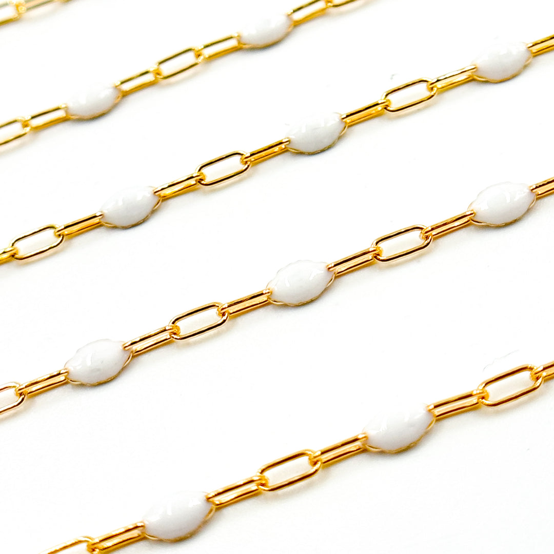 V250-WTGF. 14k Gold Filled  White Color Enamel Satellite Cable Chain