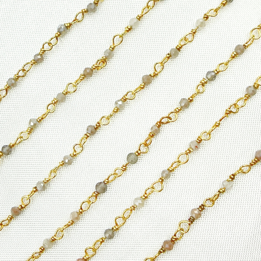Coated Multi Moonstone Wire Wrap Chain