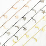 Load image into Gallery viewer, Star &amp; Moon Shapes Dangle Wire Chain. 307SM
