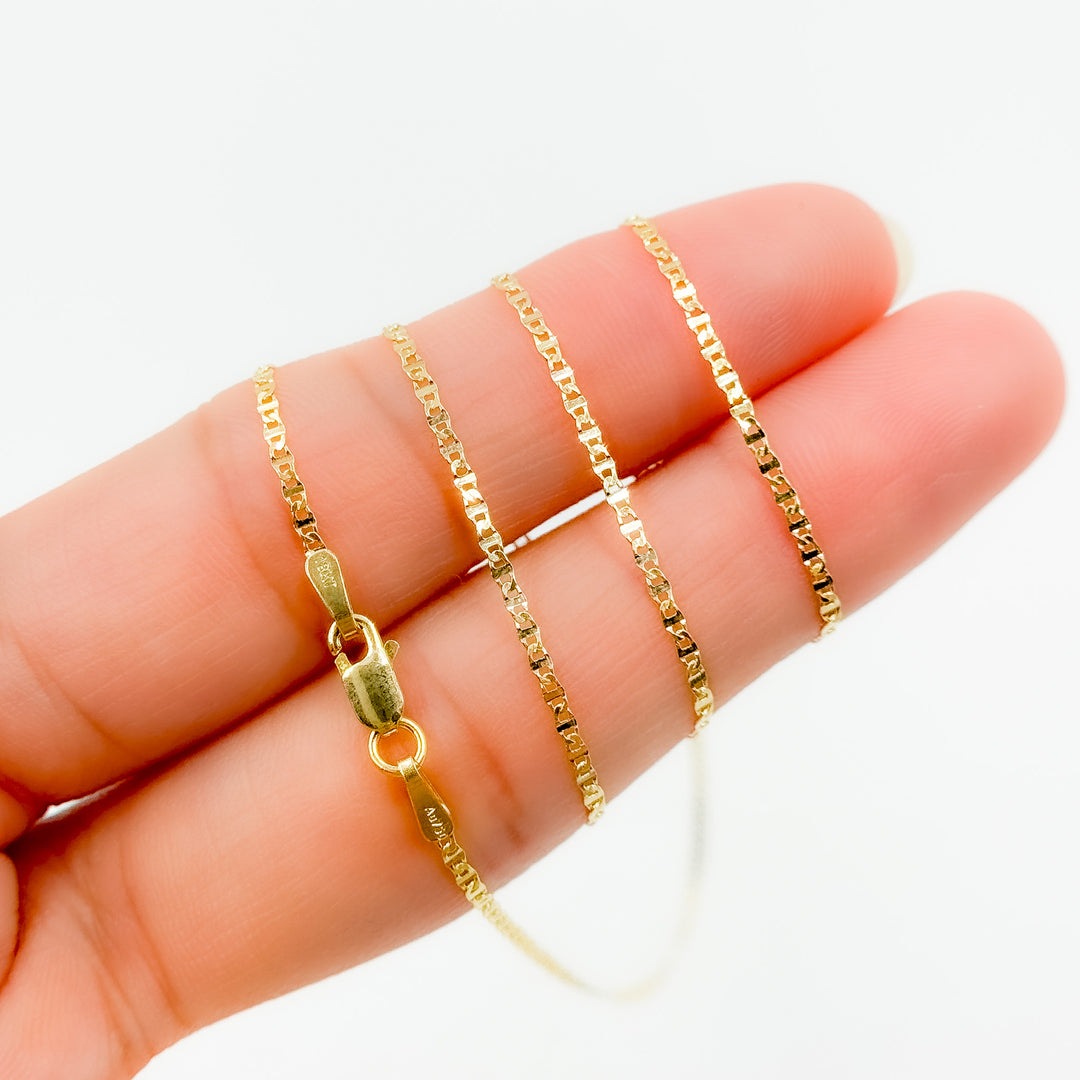 030FLP120T218K. 18K Solid Gold Flat Marina Link Chain