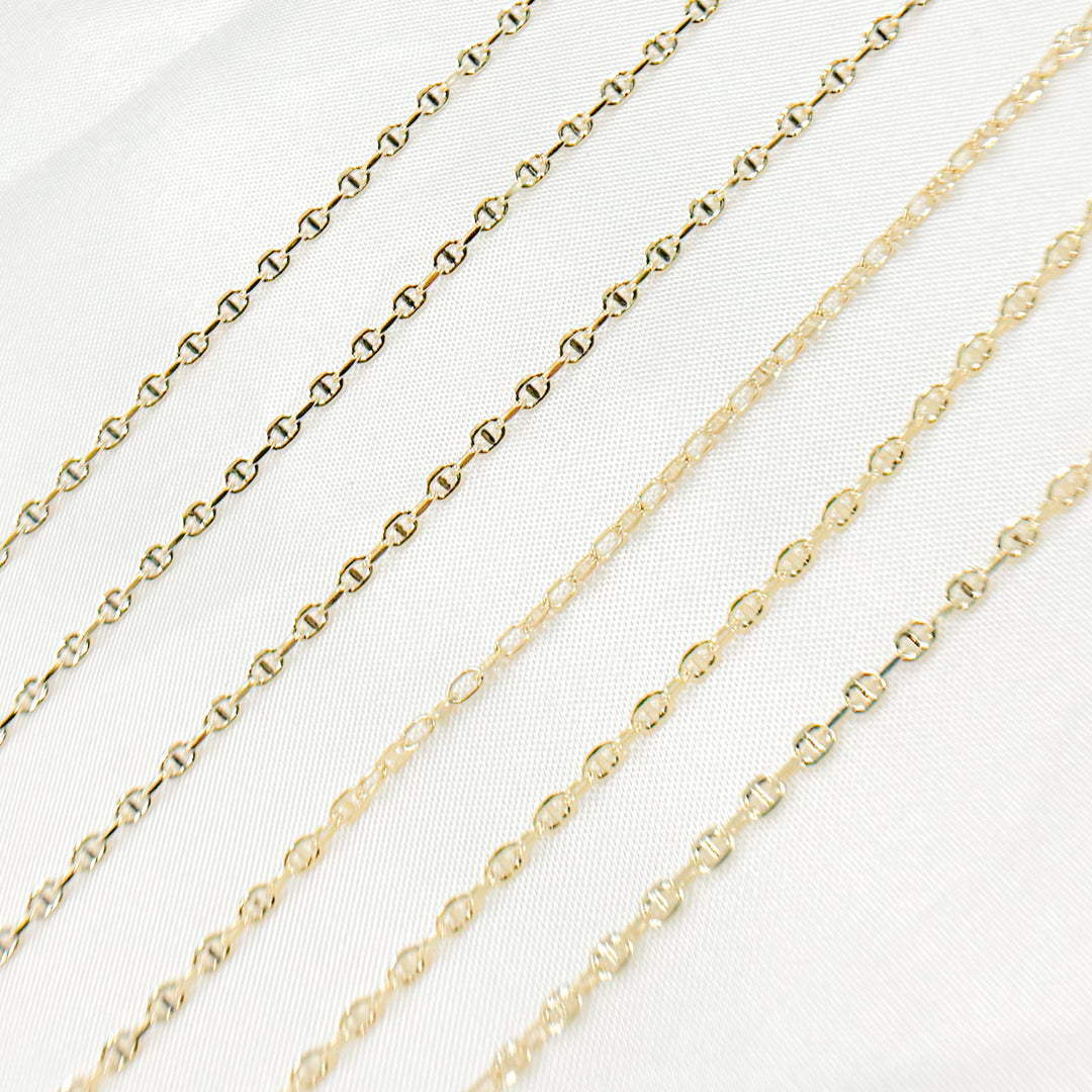 040MM0P211H0byFt. 14K Solid Gold Smooth Marina and Cable Links Chain by Foot