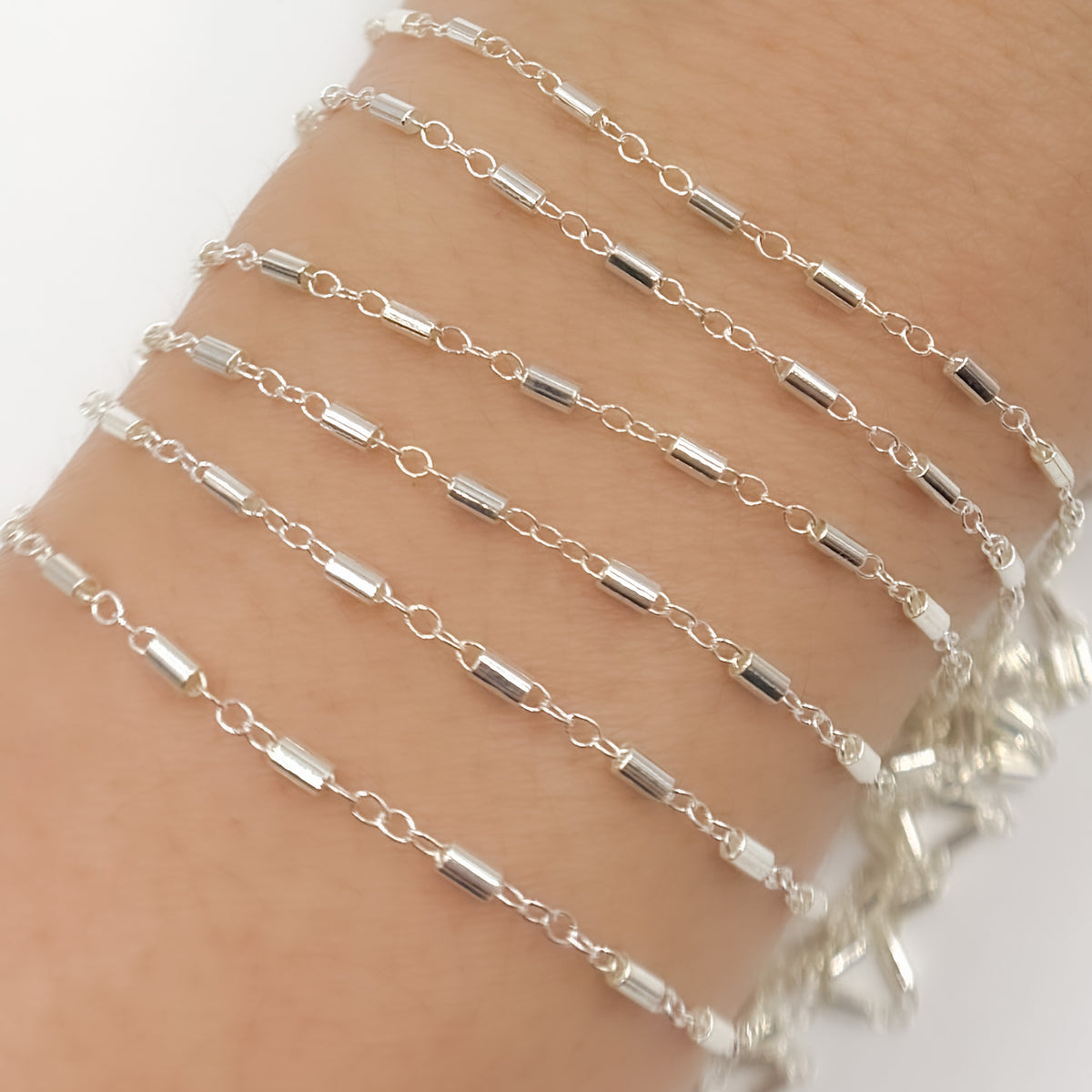 Sterling Silver Satellite Bar Link Chain