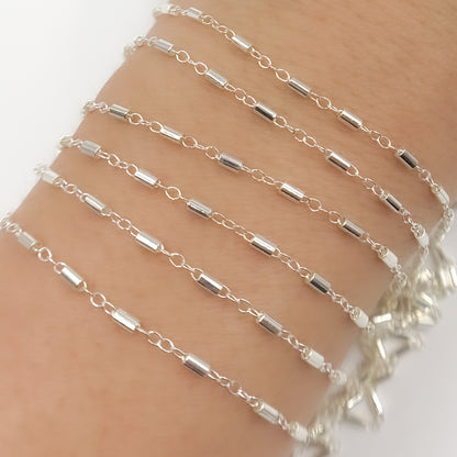 Sterling Silver Satellite Bar Link Chain