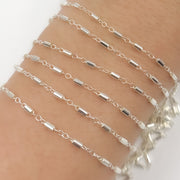 Sterling Silver Satellite Bar Link Chain