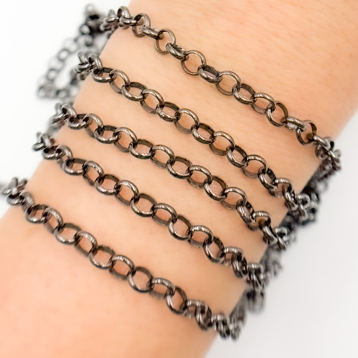 Black Rhodium Sterling Silver Rolo Chain