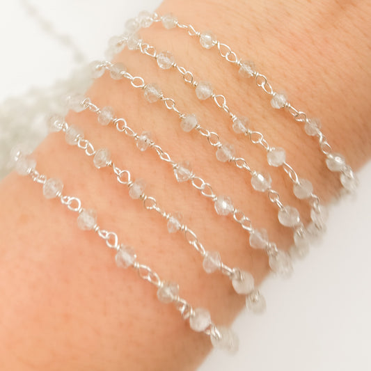 Aquamarine Sterling Silver Wire Chain