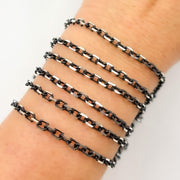 Black Rhodium Sterling Silver Diamond Cut Box Chain