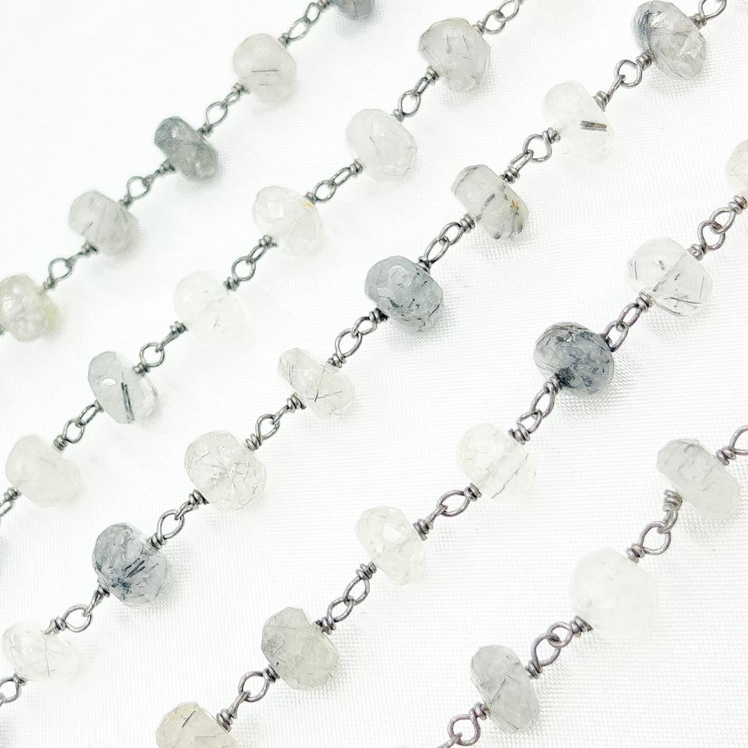 Black Rutile Quartz Oxidized Wire Chain.