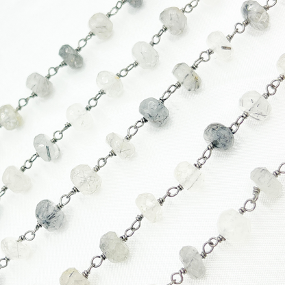 Black Rutile Quartz Oxidized Wire Chain.
