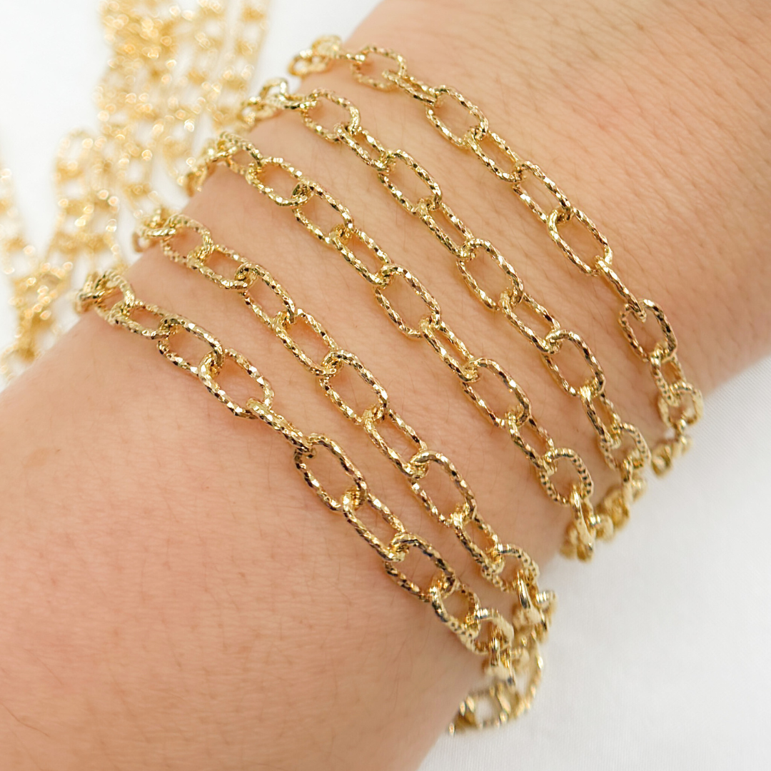 V151DCGP. Gold Plated 925 Sterling Silver Diamond Cut Cable Link Chain