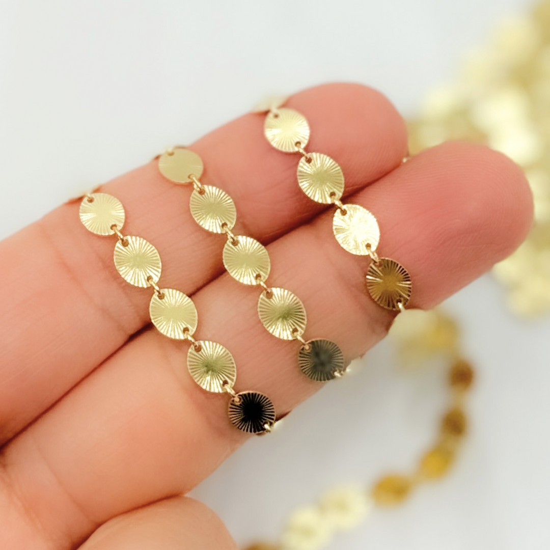 V164GP. Gold Plated 925 Sterling Silver Textured Oval Chain