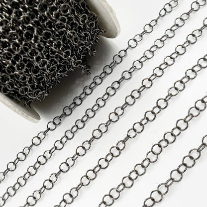 Black Rhodium Sterling Silver Cable Chain
