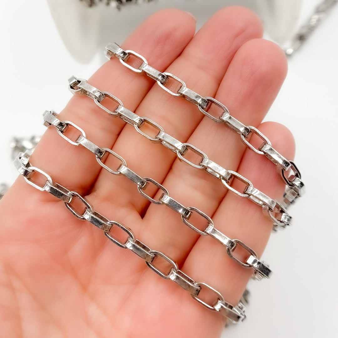 Oxidized Sterling Silver Flat Oval Link Chain