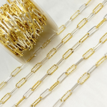 Load image into Gallery viewer, Gold Plated 925 Sterling Silver Smooth &amp; Diamond Cut Paperclip Chain. V41GS
