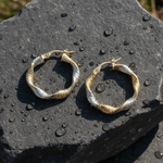 Load image into Gallery viewer, GER32. 14K Solid Gold Twist Round Classic Hollow Hoop Earrings