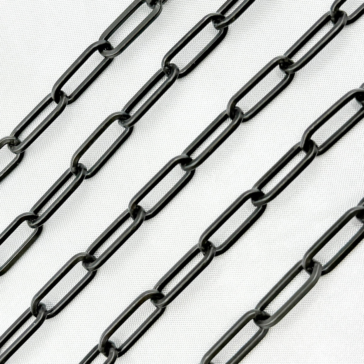 Black Rhodium 925 Sterling Silver Matt Flat Paperclip Chain