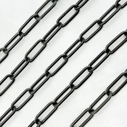 Black Rhodium 925 Sterling Silver Matt Flat Paperclip Chain