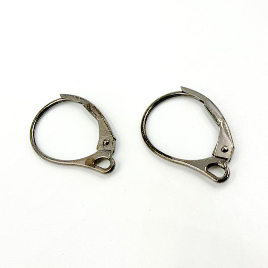 Black Rhodium Sterling Silver Plain Lever Back Ear Wire