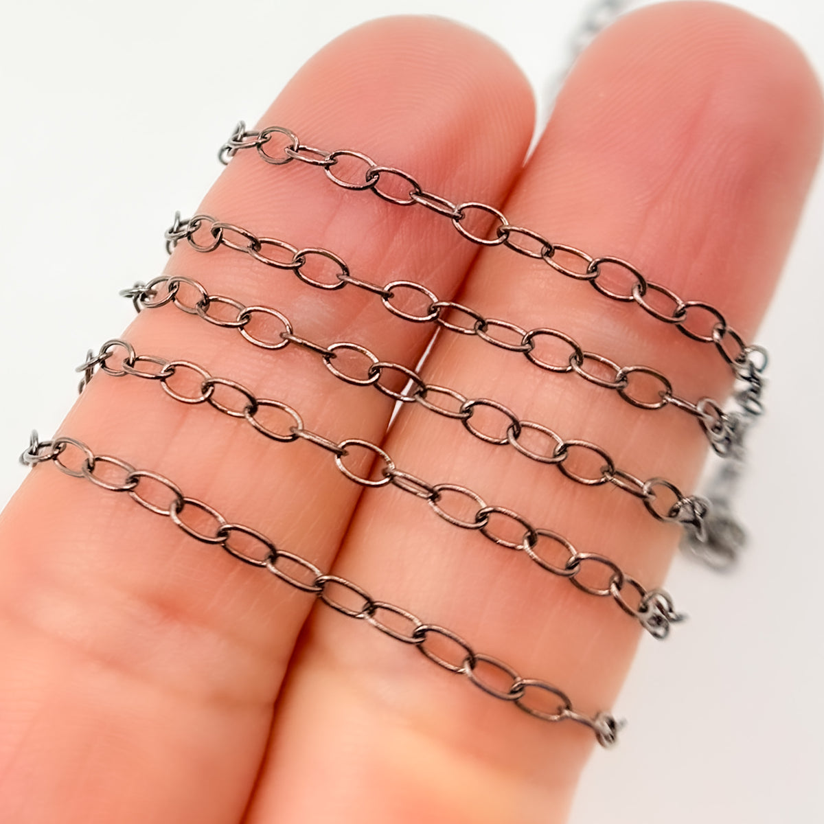 Sterling Silver Black Rhodium Smooth Cable Chain