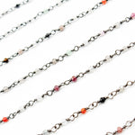 Load image into Gallery viewer, MGS26. Multi Gem Stone Faceted Roundel Wire Wrapped Chain

