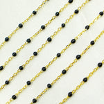 Load image into Gallery viewer, Gold Plated Sterling Silver Cable Chain with  Black Color Enamel. V203BKGP
