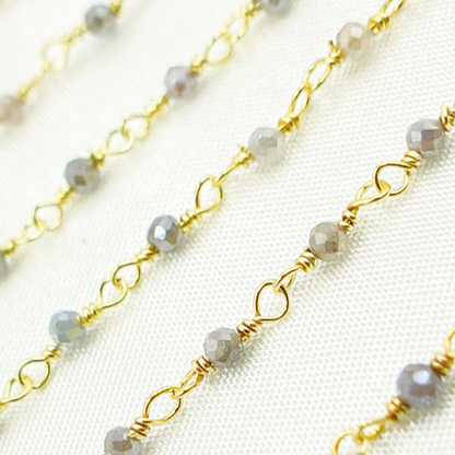 Coated Blue Moonstone Wire Chain