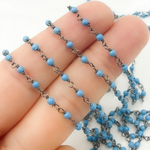 Load image into Gallery viewer, TRQ20. Turquoise Oxidized Sterling Silver Wire Chain
