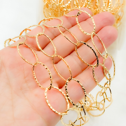 14k Gold Filled Hammered Oval Link Chain. 674KGF
