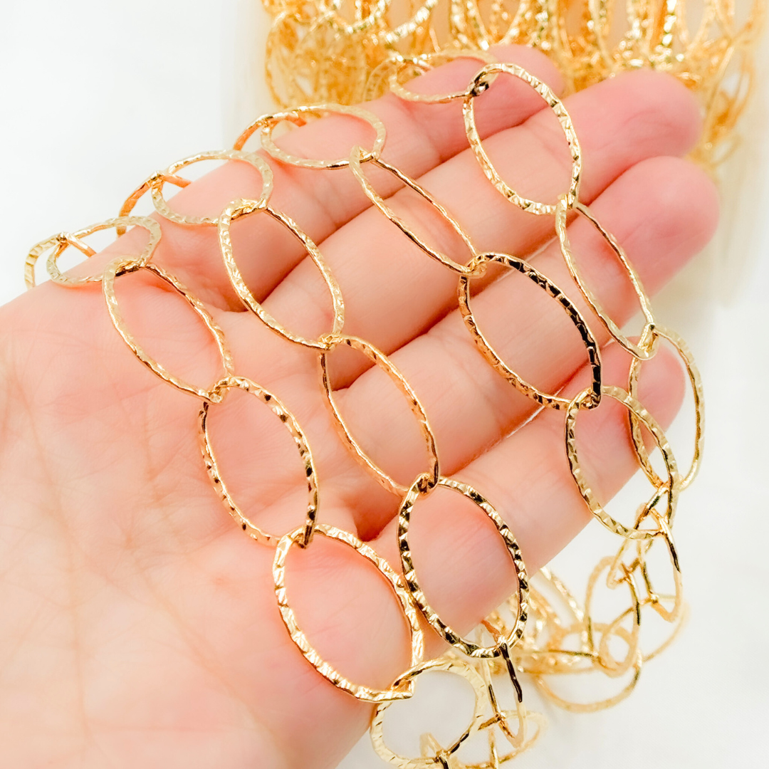 14k Gold Filled Hammered Oval Link Chain. 674KGF