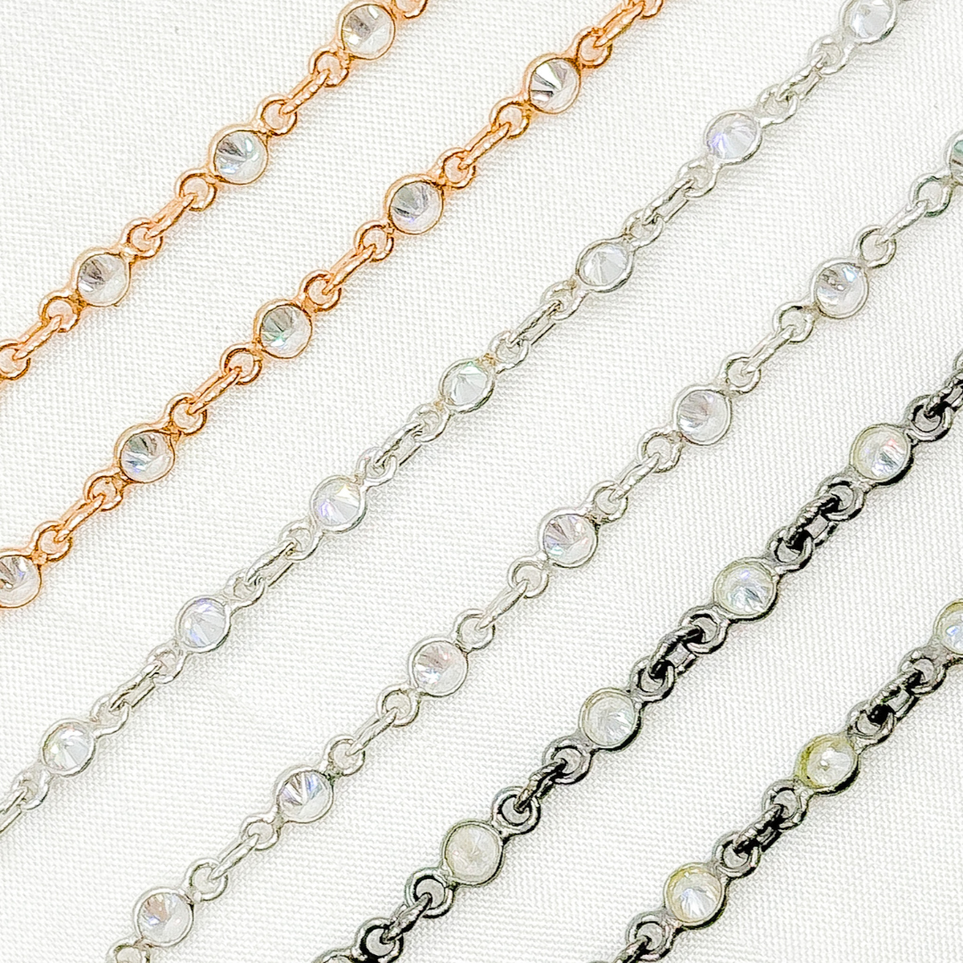Cubic Zirconia Round Shape Connected Chain