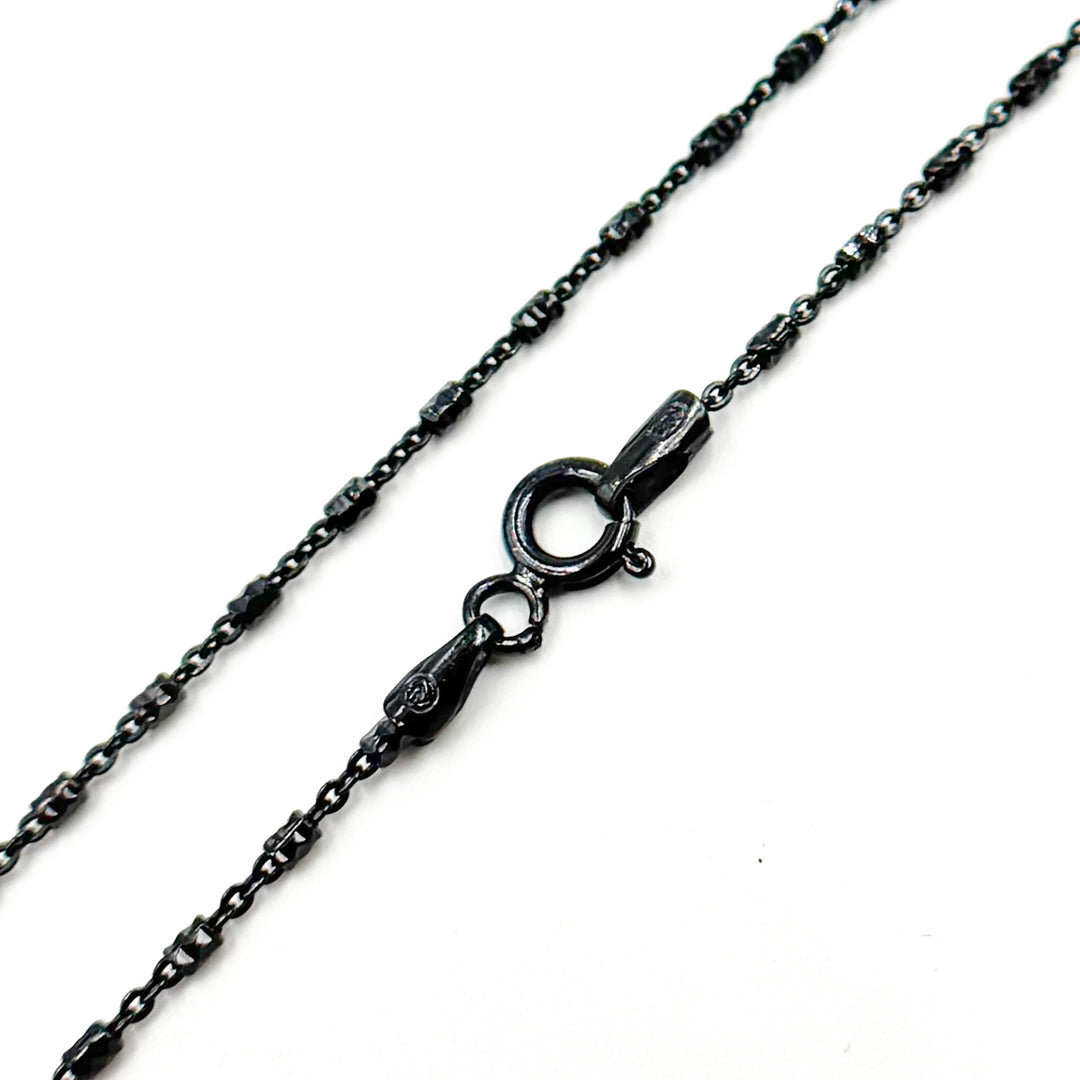 Black Rhodium Sterling Silver Satellite Necklace