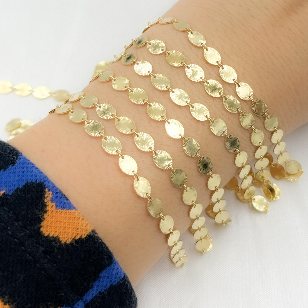 V164GP. Gold Plated 925 Sterling Silver Textured Oval Chain