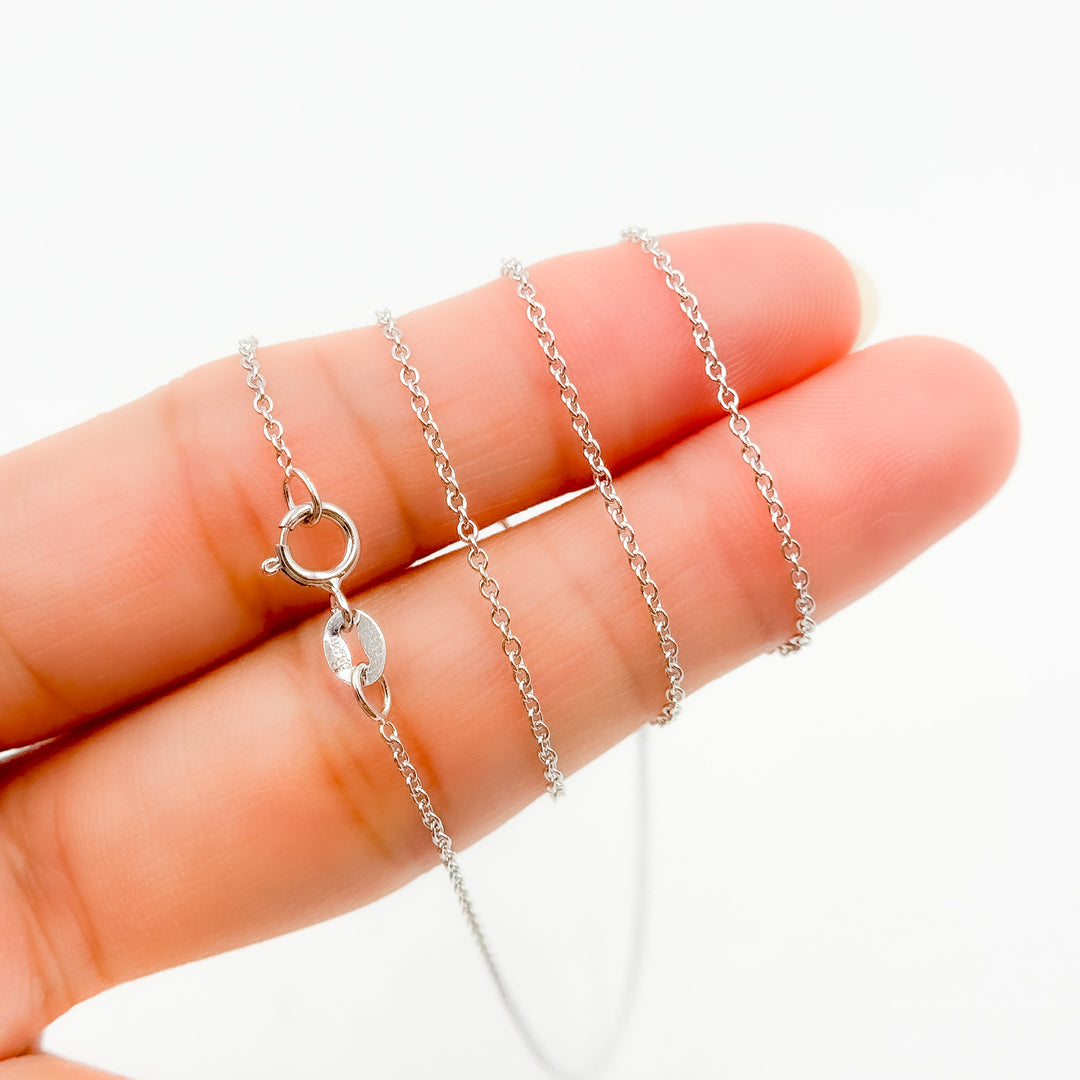 030RFLGWG18K. 18K Solid White Gold Cable Link Chain