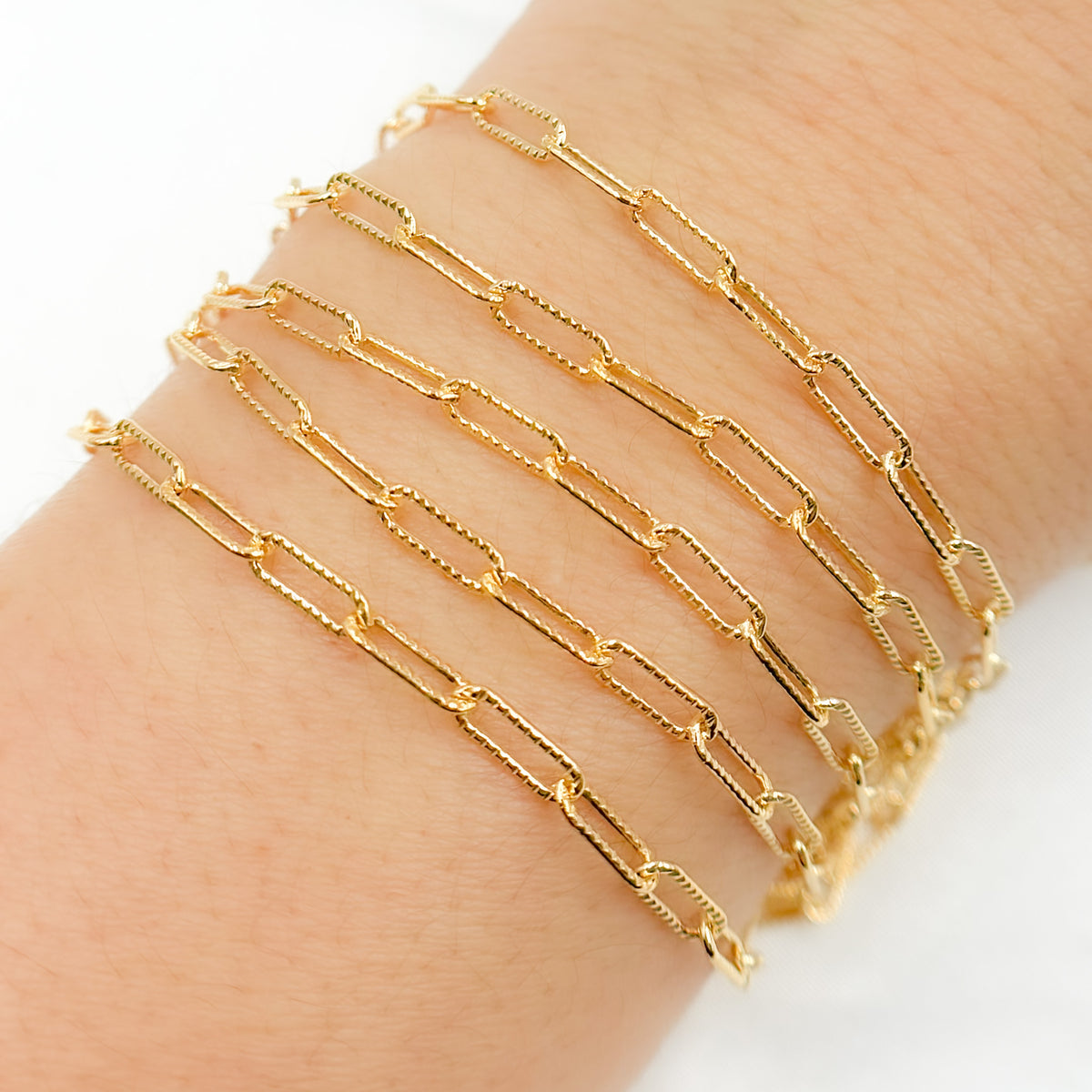 14K Gold Filled Hammered Paperclip Chain