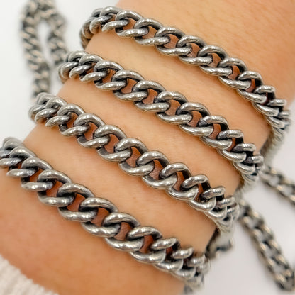 Oxidized Sterling Silver Smooth Curb Chain
