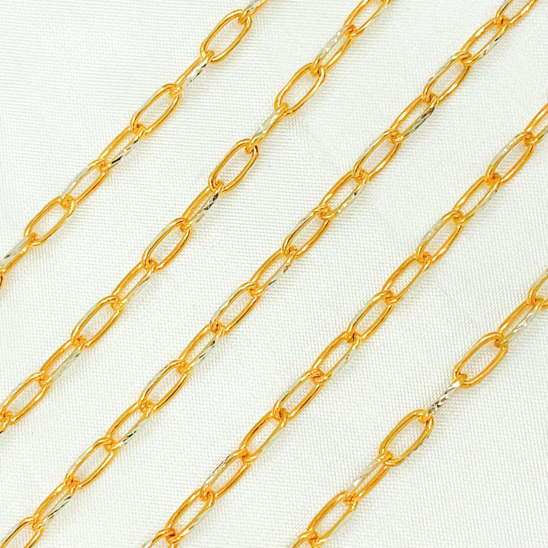 Gold Plated 925 Sterling Silver Diamond Cut Oval Link Chain