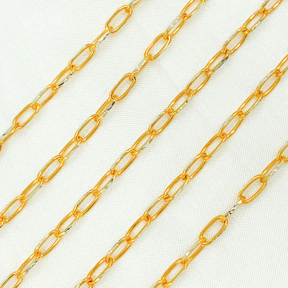 Gold Plated 925 Sterling Silver Diamond Cut Oval Link Chain