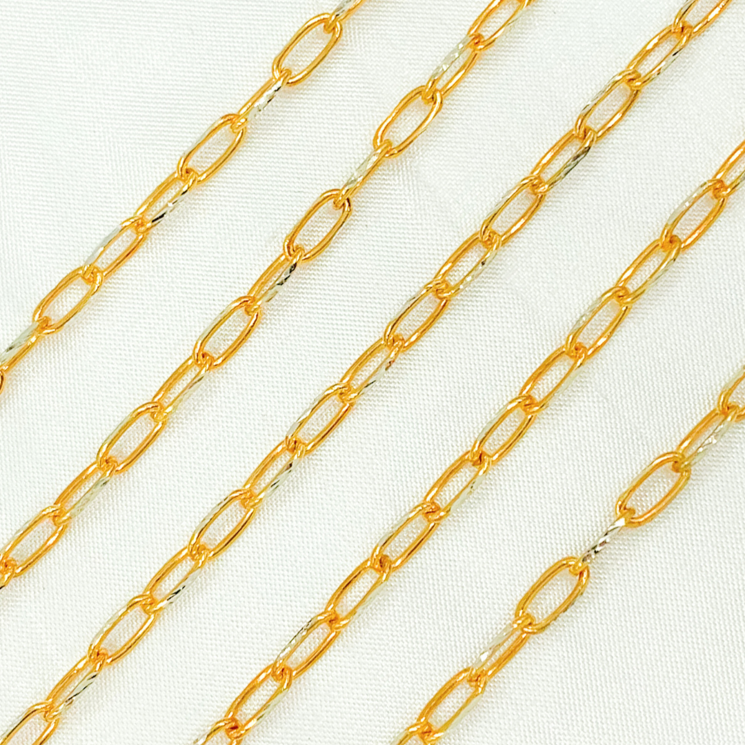 Gold Plated 925 Sterling Silver Diamond Cut Oval Link Chain. X5GP