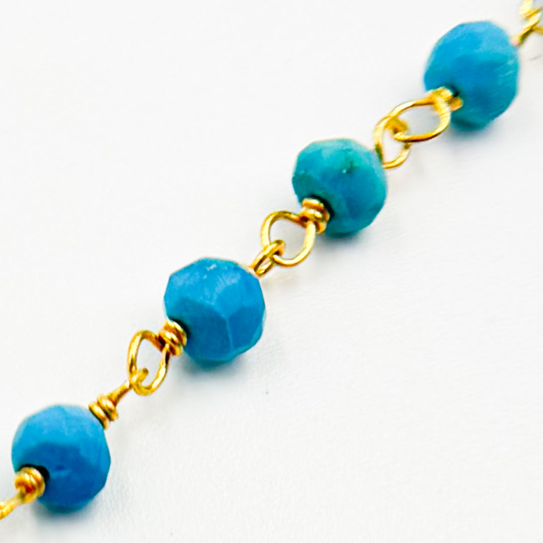 TRQ53. Gold Plated Sterling Silver Turquoise Wire Chain