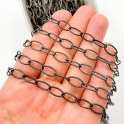 Black Rhodium Sterling Silver Twisted Round Link Chain