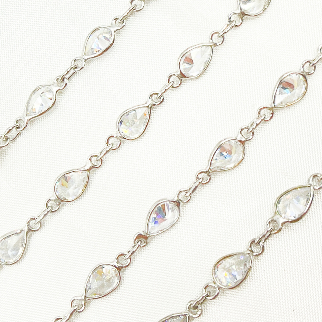 Cubic Zirconia Pear Shape Connected Chain.