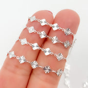 Sterling Silver Hammered Diamond Link Chain