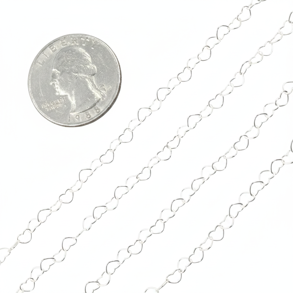 Y112SS.  Sterling Silver Heart Link Chain