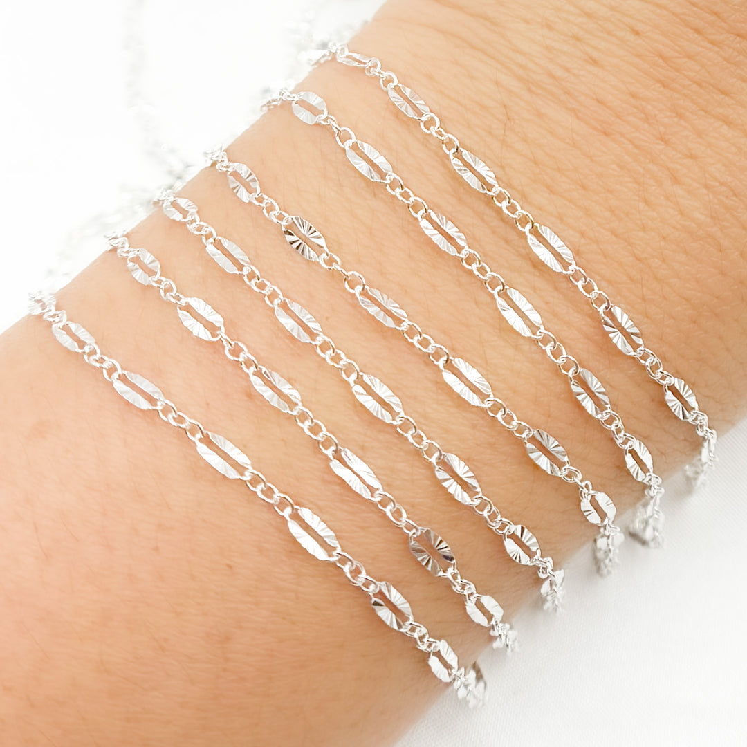 Sterling Silver Diamond Cut Marina Link Chain