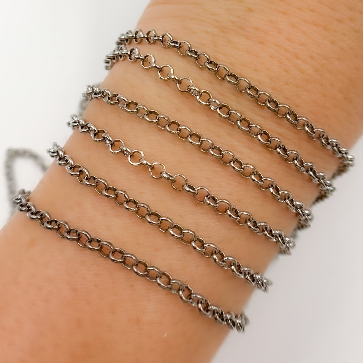 Oxidized Sterling Silver Rolo Chain