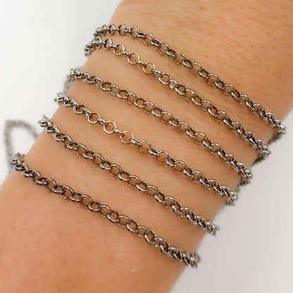 Oxidized Sterling Silver Rolo Chain